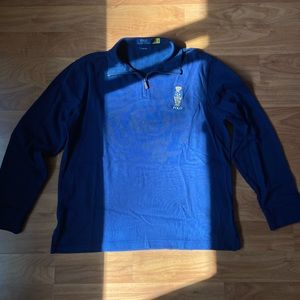 Polo Ralph Lauren Navy Men’s Polo Bear Estate Rib Quarter-zip Pullover in Large